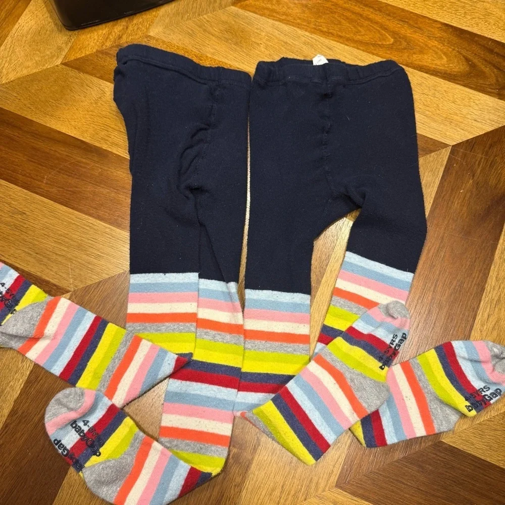 Baby Gap Striped and Bear Design Baby Tights flaw